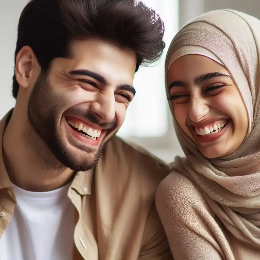 A Muslim couple laughing together - Islamic Guide